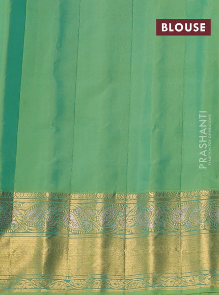 Peacock Blue & Teal Green Gadwal Silk - Buttas