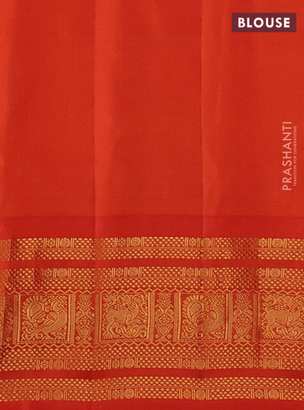 Pastel Green & Orange Gadwal Silk - Buttas