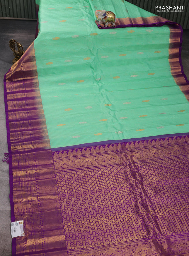 Teal Green & Magenta Pink Gadwal Silk - Checks