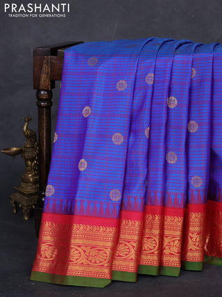 Blue & Red Gadwal Silk - Checks