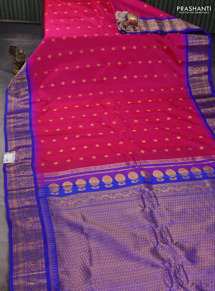 Pink & Blue Gadwal Silk - Buttas