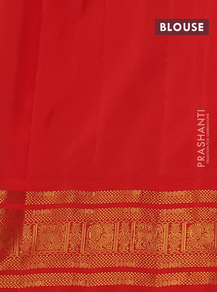 Green & Red Gadwal Silk - Buttas