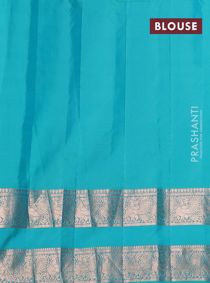 Coffee Brown & Teal Blue Gadwal Silk Saree