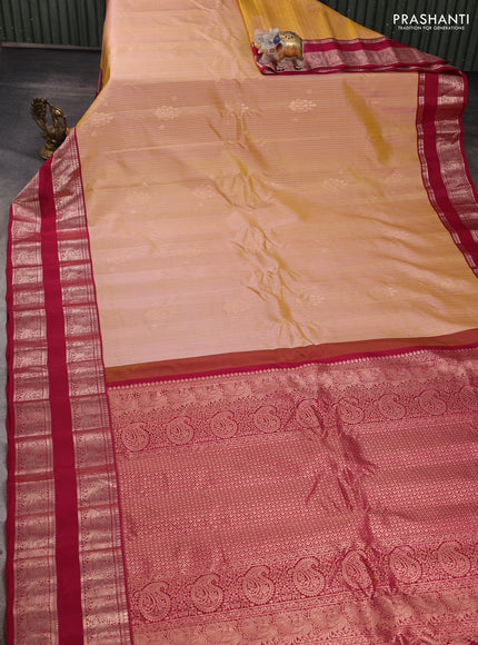 Pale Orange & Maroon Gadwal Silk Saree