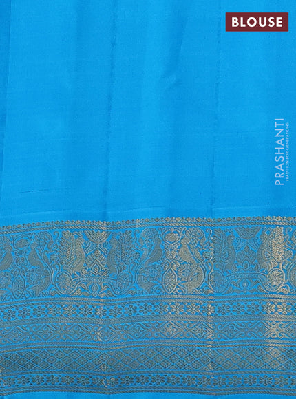 Peach Pink & Cs Blue Gadwal Silk Saree