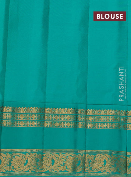 Yellow & Teal Green Gadwal Silk - Buttas