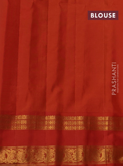 Blue & Orange Gadwal Silk Saree