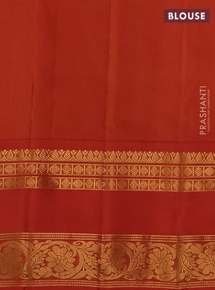 Teal Green & Rust Gadwal Silk Saree