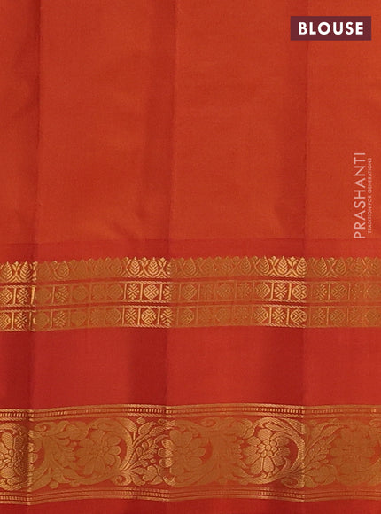 Teal Green & Orange Gadwal Silk Saree