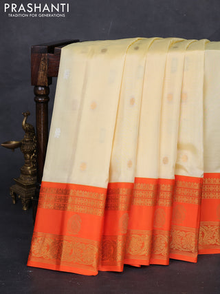 Pale Orange & Orange Gadwal Silk - Buttas