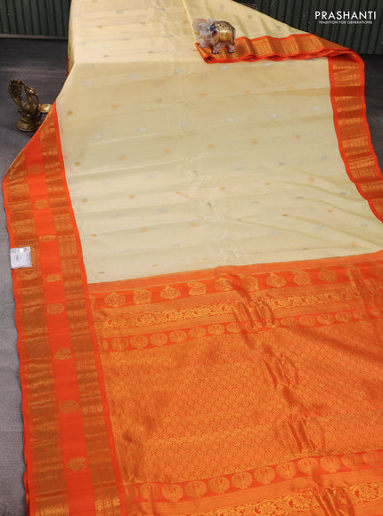 Pale Orange & Orange Gadwal Silk - Buttas