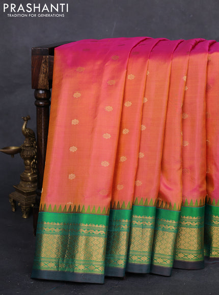 Pink & Green Gadwal Silk - Buttas