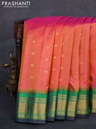 Pink & Green Gadwal Silk - Buttas
