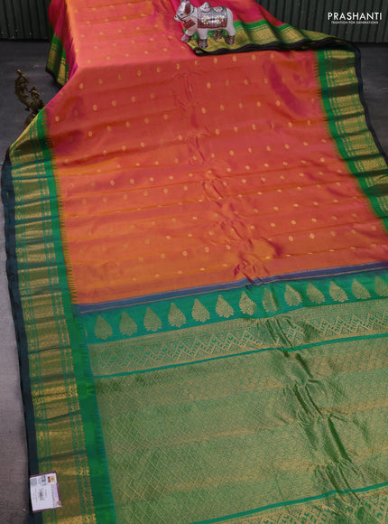 Pink & Green Gadwal Silk - Buttas