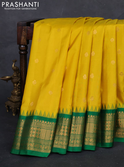 Yellow & Green Gadwal Silk - Buttas
