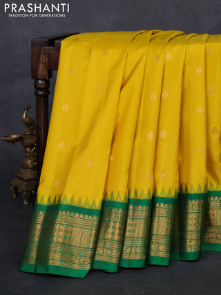 Yellow & Green Gadwal Silk - Buttas