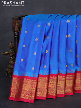 Blue & Pink Gadwal Silk - Buttas