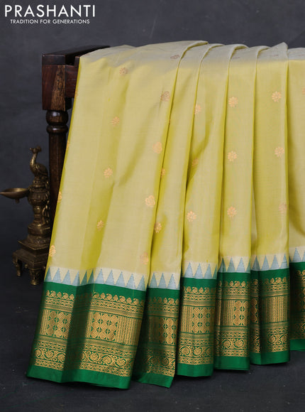 Elaichi Green & Green Gadwal Silk - Buttas
