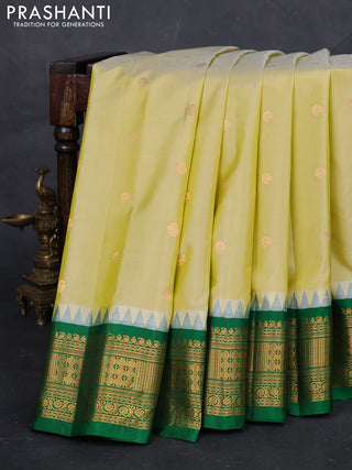 Elaichi Green & Green Gadwal Silk - Buttas