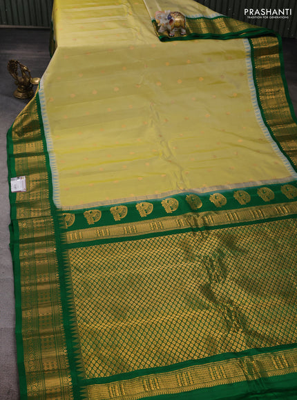Elaichi Green & Green Gadwal Silk - Buttas