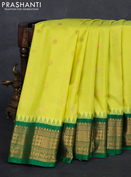 Fluorescent Green & Green Gadwal Silk - Buttas