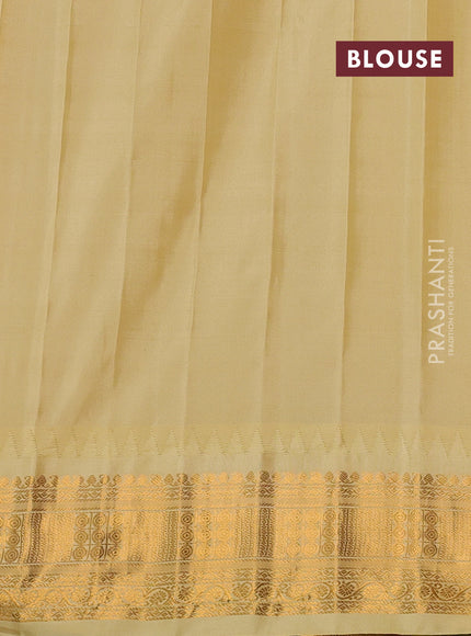 Blue & Pale Yellow Gadwal Silk - Buttas