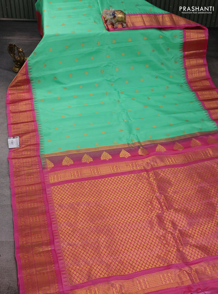 Teal Green & Pink Gadwal Silk - Checks