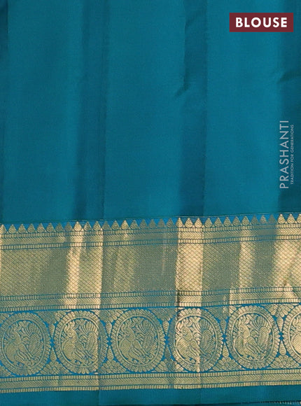 Magenta Pink & Teal Blue Gadwal Silk - Buttas