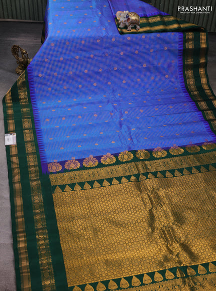 Blue & Green Gadwal Silk - Checks