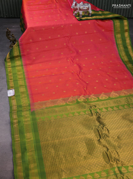 Pink & Green Gadwal Silk - Checks
