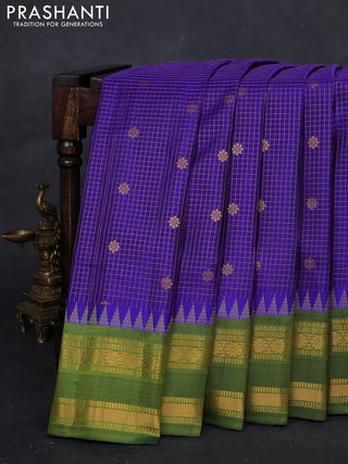 Blue & Green Gadwal Silk Checks