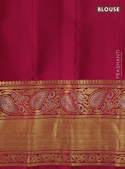 Blue & Maroon Gadwal Silk - Buttas