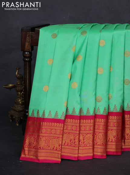 Teal Green & Pink Gadwal Silk - Checks
