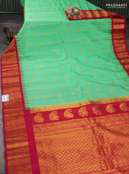 Teal Green & Pink Gadwal Silk - Checks