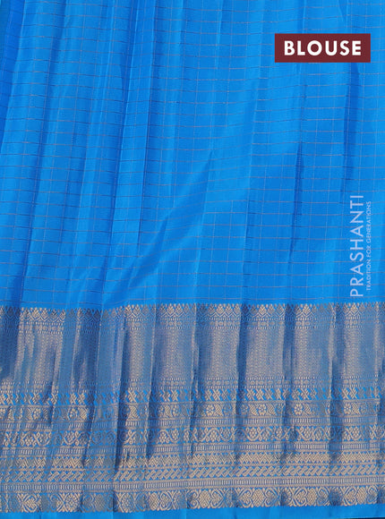 Lime Green & Cs Blue Gadwal Silk - Checks