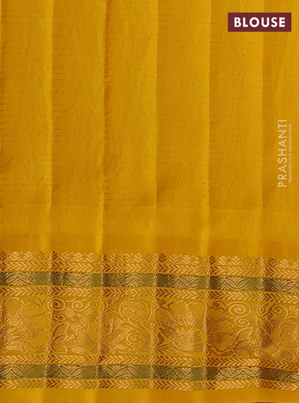 Purple & Mustard Yellow Gadwal Silk - Checks