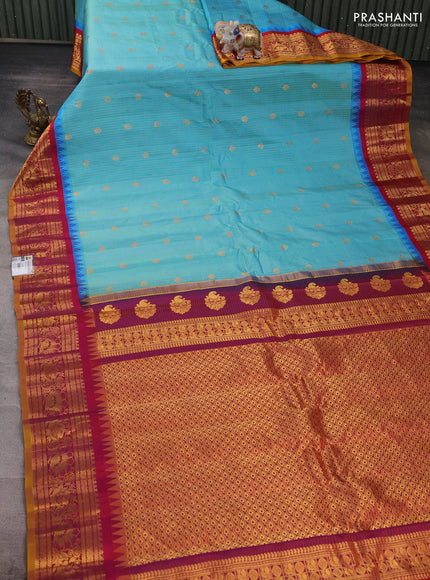 Cs Blue & Maroon Gadwal Silk - Checks