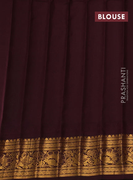 Green & Coffee Brown Gadwal Silk -Buttas
