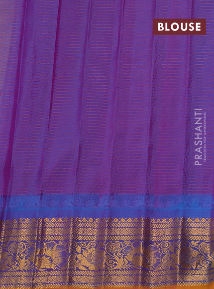 Pista Green & Purple Gadwal Silk - Checks