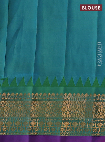 Black & Blue Gadwal Silk - Muniya Butta