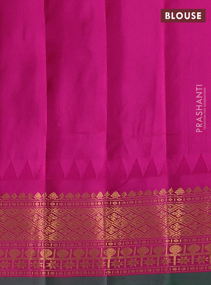 Teal Green & Pink Gadwal Silk - Muniya Buttas