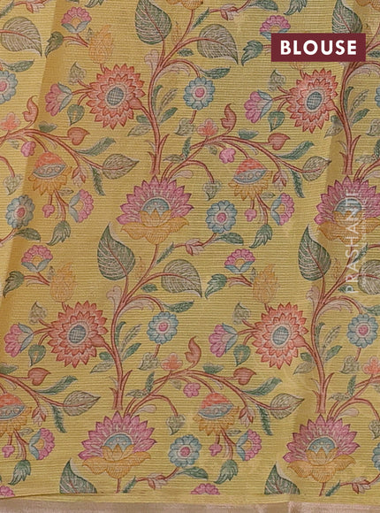 Grey Ombre Kota Embroidery Saree - Printed Blouse