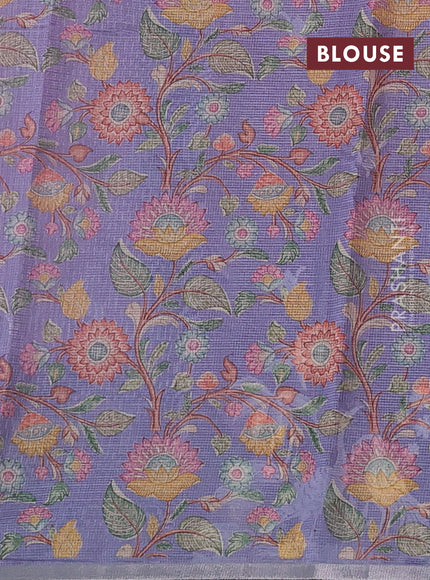 Baby Pink & Lavender Ombre Kota Embroidery Saree - Printed Blouse