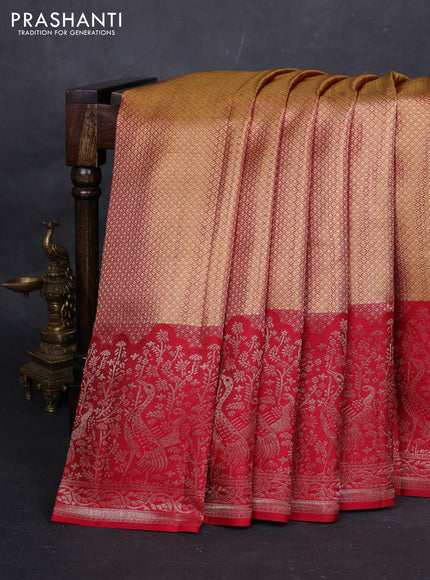 Gold & Maroon Pure Kanchipuram Tissue Silk Saree