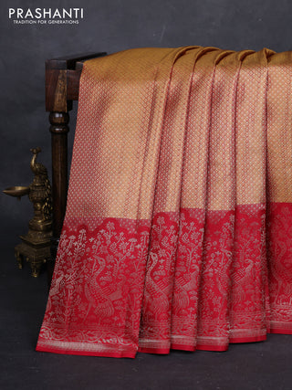Gold & Maroon Pure Kanchipuram Tissue Silk Saree