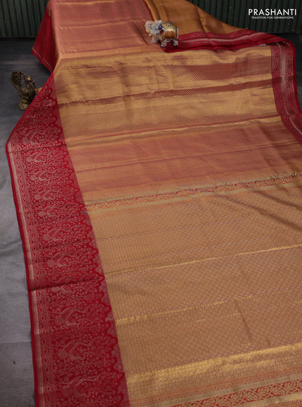 Gold & Maroon Pure Kanchipuram Tissue Silk Saree