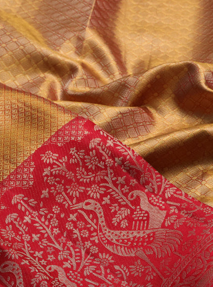 Gold & Maroon Pure Kanchipuram Tissue Silk Saree