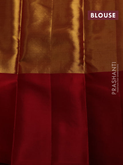 Pastel Maroon & Maroon Pure Kanchipuram Tissue Silk Saree