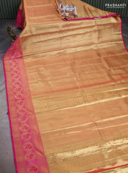 Gold & Pink Pure Kanchipuram Tissue Silk Saree