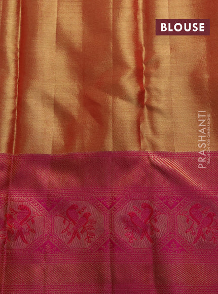Gold & Pink Pure Kanchipuram Tissue Silk Saree